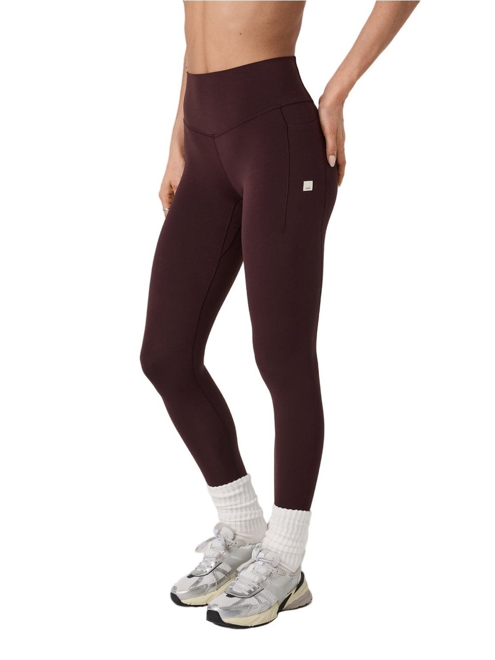 Vuori AllTheForm Leggings Raisin Side Pockets Burgundy Size Medium Workout Gym